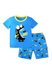 Boy Sets 100 Cotton Children Pajamas Sets Boys Dinosaur Pajamas Sleepwear For 2 To 13 Years Boy Teenager Sets Pajamas Suits