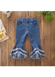 Spring All-match Girls Jeans Trumpet Elastic Waist Flared Pants Children Trousers Bell bottomed Jeans For Girl Clothing 2-7Years