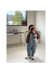 2022 Spring New Baby Boy Denim Suspenders High Quality Trousers For Children 2-18