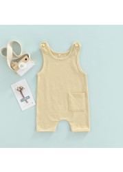 Ma & Baby 0-3Y Baby Boys Girls Jumpsuit Summer Sleeveless Romper Solid Color Baby Clothes Summer Costumes D01