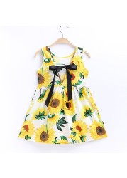 Children Kids Girl Elegant Dress Sleeveless Cute Sundress Print Back Bowknot Skirt Toddler Baby Summer Princess Dresses Clothes