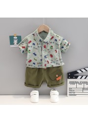 New Summer Baby Clothes Suit Children Boys Fashion Printed Shirt Shorts 2Pcs/Sets Toddler Casual Cotton Costume Kids Sportswear