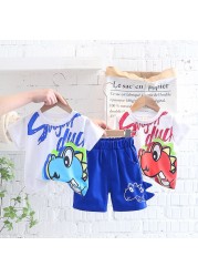 New summer baby boys children's clothing girls cute cartoon cotton T-shirt shorts 2pcs/sets baby casual outfit kids sportswear