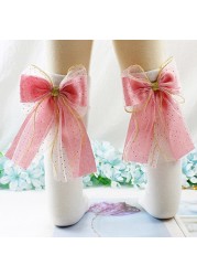 Children Cotton Socks Knee High Toddlers Girls Sock Big Bows Soft Infant Baby Long Tube Sock Kids School