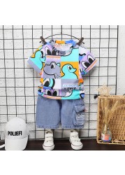 New Boys Clothes Summer Newborn Baby Girl Clothes Children Cartoon Sport T-shirt + Shorts 2pcs/set Infant Costume Kids Tracksuit