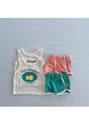 MILANCEL 2022 summer baby clothes set fruit print girls jacket suit boys casual tee and shorts