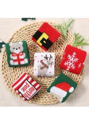 1 Pair Spring Winter Autumn Baby Girls Boys Kids Socks Children Striped Terry Snowflake Elk Santa Claus Christmas Bear