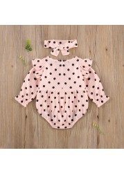 Ma & Baby- Baby Dotted Jumpsuit 0-24 Months Newborn Rompers Long Sleeve Cute Baby Clothes