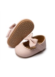 Baby Casual Shoes Baby Boy Bowknot Non-slip Rubber Soft Sole Flat PU First Walker Newborn Baby Girl Accessories