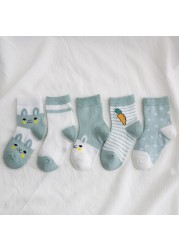 5Pairs/Lot 0-9Y Kids Socks Summer Cotton Cartoon Animal Kids Socks Carrot Girls Mesh Cute Newborn Boy Toddler Children Socks