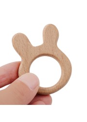 Baby Wood Cartoon Shape DIY Beads Baby Wooden Teether Teething Ring Dental Care Baby Teething For Kids Baby Teething 4 Types