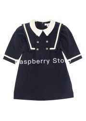 Girls' navy collar dress, navy style, for summer