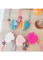 Bear Leader Unicorn Silica Gel Children Crossbody Coin Purse Portable Card Bag Push Bubble Anti-stress Reliever Fidget Toys Kids