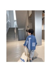 2022 Contrast Splice Handsome Boy Top Layer Denim Shirt For Promotion 2-12