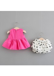 Summer Children Sleeveless Two Piece Set For Baby Girls 0-2 Years Short Dress Pant Polka Dot Shorts Set Newborn Girls Clothes