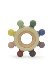 Colorful Wheel Baby Teether Silicone Beads Soother Bracelet Molar Rattle Nursing Teething Chew Toy Bathing Gifts