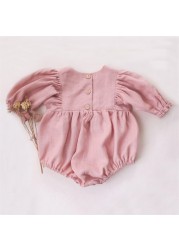 100% Cotton Pants for 0-24M Solid Half Sleeve Romper Jumpsuits One Piece Spring Summer Cute Newborn Baby Girl Clothes