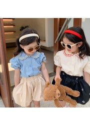 Hayana 2022 New Girls Embroidered Lapel Blouse Short Sleeve Baby Clothes 1-6 Y