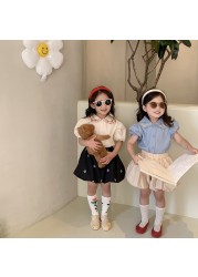 MILANCEL 2022 Summer Girls Blouses Short Sleeve Embroidered Shirts Kids T-shirt Children Blouse