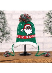 Baby Christmas Knitted Hat Pom Crochet Toddler Knitted Winter Beanie Cute Pompom Santa Claus Kids Warm Cap