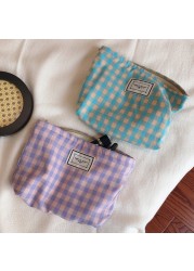 Korean Cosmetic Bag Plaid Beauty Pouch Necesserie Makeup Clutch Cosmetic Organizer Women Large Travel Cosmetic Bag Beauty