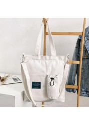 Women Canvas Bag New Design Zipper Shoulder Bag Female Reusable Large Capacity Shopping Bag Ladies Eco Cloth Shopping Bags