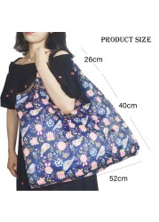 Reusable Oxford Shopping Bag Large Size Foldable Tote Bag Washable Cloth Eco Friendly Grocery Bags