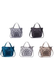 Women's Top Handle Handbag Hologram Matte Frosted High Quality Geometric Bucket Bag Feminine