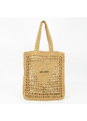 2022 designer brands hollow letters raffia straw tote fashion leaf woven shoulder bags women summer beach handbag leisure bag