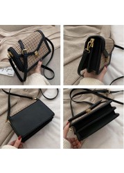 MSGHER Plaid PU Leather Crossbody Bags For Women 2022 Luxury Brand Chain Shoulder Messenger Bag Small Female Travel Bags