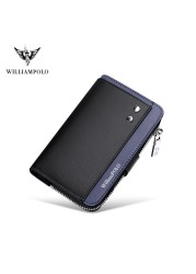 Williapolo Men's Keychain Genuine Leather Key Holder Men Key Wallet Organizer Pouch Car Keychain Housekeeper Key Case Card Holder