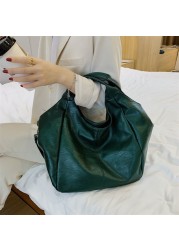 Green Unique Women Shoulder Bags Design Large Shopping Bag Large Capacity Hobos Bag Lady Soft Leather Messenger Bag Sac