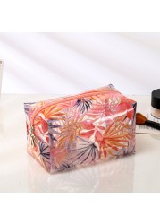 Fashion Transparent Women Cosmetic Bag Fruit Pattern Large Capacity Makeup Zipper Bag Waterproof Simple Travel Accessories