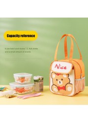 Cute Cartoon Bento Box Bag Food Insulation Bag New Multilayer Zipper School Cooler Bag For Kids Baby Lunch Container Handbag