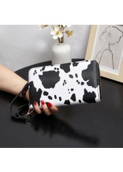 Women Wallet PU Leather Clutch Bag Ladies Long Wallet New Fashion Trendy Cow Pattern Bag Long Card Bag Coin Purse Female Bag