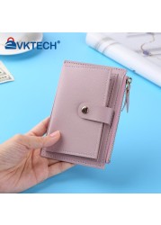 Fashion Women Solid Color Credit Card ID Card Multiple Slot Card Holder Ladies Casual PU Leather Small Coin Purse Pocket Wallet