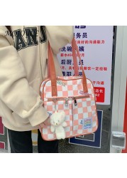 Preppy style women shoulder bag fashion mesh handbag female nylon shopping messenger bag retro casual handbag for travel