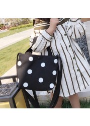 Fashion Vintage Women Canvas Handbags New Arrival Female Casual Polka Dot Zipper Simple Shoulder Bags