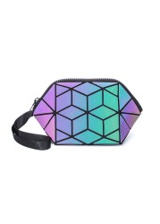 New Geometric Luminous Women Cosmetic Bag Organizer Zipper Makeup Ladies Folding Cosmetic Noctilucent Pouch Travel Make Up Bag