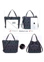 Ladies Luminous Bao Bag Geometric Women Luxury Handbag Shoulder Bag Set Folding Hand Crossbody Bag Female Purse & Purse