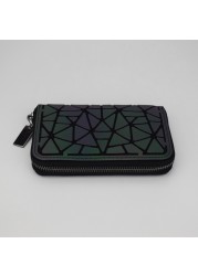 Women's Holographic Reflective Luminous Geometric Wallet Zipper Coin Card Holder Mini Short Wallet For Women
