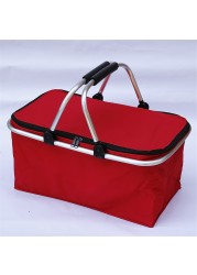 Portable Folding Picnic Camping Lunch Bags Insulated Cooler Bag Cool Hamper Storage Basket Picnic Basket