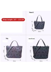 3D Geometric Women Handbag Luminous Large Reflective Bao Bag Women Padded Shoulder Strap 2020