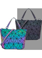 Women's Luminous Handbag, Embroidered Geometric Shoulder Bag, Padded Shoulder Bag, Laser, Foldable, 2020