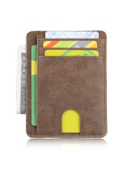 Men Leather Bank ID Credit Card Holders Ultra Slim Rfid Blocking Wallet Mini Size Business Card Protector Case Cover Ultra Thin