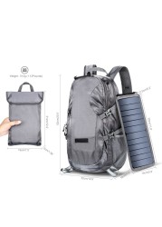 Foldable solar panel backpack camping bag with 5V power supply 6.5W solar panel for charging mobile phones