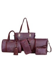 Chinese Style Floral Printing Women Handbags Shoulder Bags Set Female Practical Composite Bag 6 Piece Set Designer Brand Bolsa