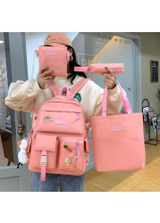 4pcs sets canvas school bags for teenage girls women backpack canvas kids primary school bag college student laptop bags