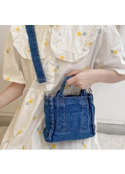 Canvas Cloth Women Small Shoulder Bag Girl Blue Canvas Small Canvas Handbag Casual Tote Detachable Strap Lady Zipper Purse 2022