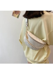 Pearl Chain Wasit Bags Crossbody Bag For Women Handbag Women Leather Fanny Pack Luxury Design Chest Bags